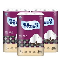 잘풀리는집 깨끗한 3겹 맥스 화장지 30M 30롤 3개, 잘풀리는집 깨끗한 3겹 맥스 화