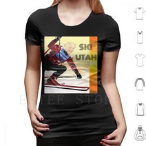 스키 70 년대 스타일 티셔츠 남성 코튼 6xl 슬라롬 다운힐 슈퍼 G 린지 본 스노우 아이스 파우더 부츠 폴, [02] M, [20] W-Tee-Black