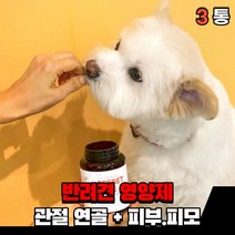 강아지 앞다귀 뒷다리 영양제 관절영양제 피부 피모 오메가3 관절 연골 케어 영양제 소형견 대형견 반려견 노령견 노견, 피부.피모 + 관절연골(3통)
