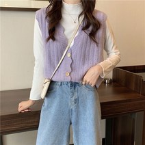 뜨개조끼 손뜨개 조끼 그물 레이스 베스트 브이넥 니트 어 달콤한 물결 모양의 가장자리 니트 조끼 싱글 브레스트 카디건 스웨터 여성 캐주얼 민소매