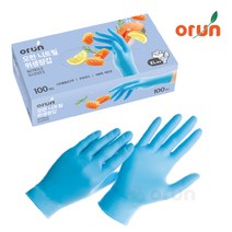 오런 라텍스 니트릴 위생장갑 100매, 니트릴/블루(XL), 100매입