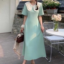 오너클랜 이중카라 롱기장 원피스 허리 스트랩 뒤지퍼 러블리