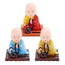 에쉬울프 작은 스님 노호혼 태양열 동자승 인형 부처님 오신날 3색, 노랑, 1개