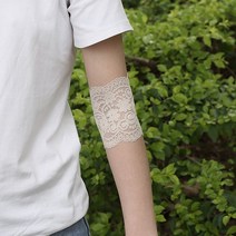 여름 레이스 팔꿈치 보호대 여성용 자외선 차단 얇은 섹션 흉터 문신 고탄성 팔 보호대 팔 슬리브 장식, 싱글 사이즈, 카키 10cm