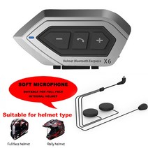 X6 Bluetooth5.0 오토바이 헬멧 헤드셋 헤드폰 무선 모터 자전거 핸즈프리 스테레오 이어폰 스피커 소음 감소 바이크 헬멧 모터사이클 인터콤, [02] Sliver Full Helmet