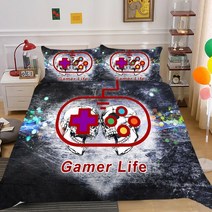 캘리포니아킹 침구세트 3D 침구 세트 Xbox 이불 커버 킹 퀸 사이즈 게임 핸들 남아/여아 방 세련된 홈 장식