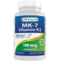BEST NATURALS 비타민 K2 (MK7) D3 보충 뼈 및 심장 건강 (5000 IU 비타민 D3 100 MCG VITAMIN K2 MK7) 180 정, 180정, 1개, 180정