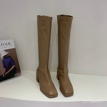 그러나 무릎 부츠 여성 가을/겨울 새로운 영국 스타일 스퀘어 헤드 두꺼운 힐 하이 부츠 힐 백 지퍼 나이트 부츠