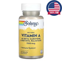 솔라레이 건조 비타민A 7500mcg 25000IU 베타카로틴 당근분말 60식물성캡슐, 7500mcg 25000IU 60식물성캡슐