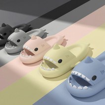 NEW 상어 죠스 슬리퍼 EVA 실내화 층간소음 푹신한여성거실화 실내슬리퍼 거실실내화 230~270 블루 다크그레이 그레이 크림피치 라이트옐로우 물빠짐 무타공, 타공