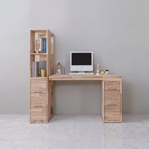 원목책상 디엘르 렉스 1400 아카시아원목 서랍책상세트, 내추럴