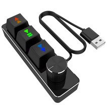 메크로 키보드 보조 단축 기계식 자동 오토 한손 편집 rgb 미니 3 키 1 노브 사용자 정의 프로그래밍 일시 중지 및 재생 다음 diy 바로 가기 게임, 없음