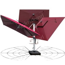 대형 파라솔 우산 야외 옥상 그늘막 접이식 노천카페, [특가램프구슬]사각3.0미터+340물탱크