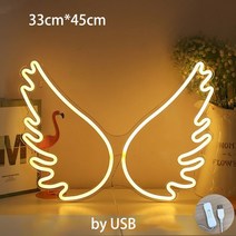 네온 사인 조명 무드등 제작 diy 불빛 아크릴 날개 벽 장식 야간 침실 웨딩 크리스마스 장식 램프 감성 파티 라이트 인테리어 집들이, 플라이 옐로