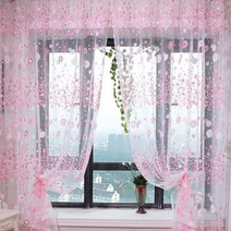 꽃 타일 깎아 지른 커튼 침실 커튼 꽃 자수 voile 깎아 지른 커튼 거실 창 처리