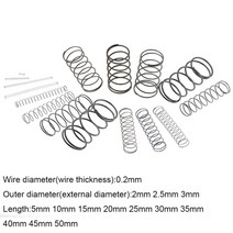 스프링 토션 인장 제작 코일 금형 문 파는곳 종류 팜 20pcs 0.22 2.5 35-50mm 스틸 소형 압축 해제 기계식 리턴 압력 od 2mm 2.5mm 3mm, 0.2mm, 10mm