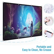 미니 빔 프로젝터 전동 족자형 휴대용 롤러블 스크린 고휘도 접이식 60-150inch hd 스크린 캔버스 16:9 프로젝터 홈 시어터 비머 프로젝션 스크린 영화 프로젝터 호환, 협력사, 84인치