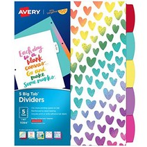 Avery + Amy Tangerine Designer Collection Big Tab Dividers Rainbow Vibes 5-Tab Set (11394) null, 1