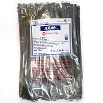 전오 케이블타이 선정리 국산 370MM 300개 전선정리, 흑색, 1팩