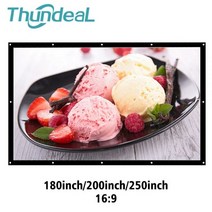 빔스크린 ThundeaL 16:9 180 200 인치 프로젝션 스크린 캔버스 화이트 3D 필름 휴대용 벽면 투영고밝기 가, 01 180 인치