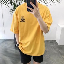 여름 원포인트 인형 남녀공용 오버핏 반팔 티셔츠
