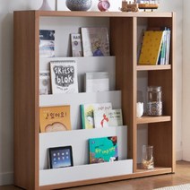 4단 오픈형 이케아 전면책장 잡지책꽂이 책장 국내제작 거실 원룸 사무실 서재 다용도진열대, H6142(4단3칸), 아카시아화이트