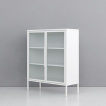 마켓비 OFFICY 유리캐비넷 2문 수납장 9001100, 색상:화이트 6806.5571