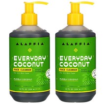[알라피아 정품]Alaffia Everyday 코코넛 페이스 클렌저 모든 피부 타입용. 공정 무역 코코넛 오일 및 님으로 피부를 상쾌하고 촉촉하게 유지 비건 크루얼티프리 파라벤 없, 12 Fl Oz (Pack of 2)