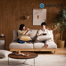 바로크가구 마루 구스 패브릭 원목 3인용 소파, 네추럴