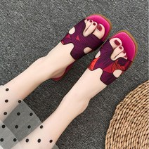 [셀럽비아] 여성용 빅사이즈 H꼬임 에스닉 프린팅 1cm굽 플랫 샌들 슬리퍼 230-255mm