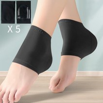 나쥬랑 뒤꿈치 패드 5켤레 실리콘 보습 보호 패드, 블랙, 5세트, 2개입