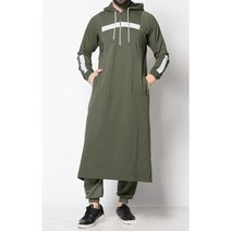 남성 Thobe 로브 이슬람 패션 후드 스웨터 중동 두바이 아랍 의류 말레이시아