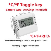 3차원측정기 3차원 디지털 LCD 실내 편리한 온도 센서 습도 측정기 게이지, 08 New-C-F-White