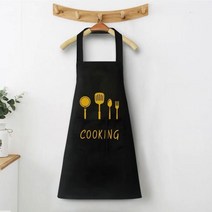 앞치마 가정용 주방 방수 오일 포켓 커스텀 작업복 러블리 일본계 한국판 남녀 배냇저고리 샤오싱, 블랙골드1개입