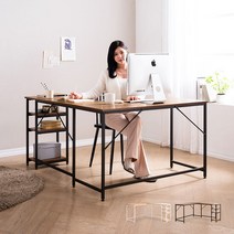 [미즌하임] 카라 코너 책상 (블랙/화이트), 색상:블랙