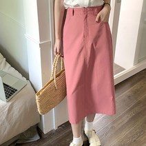 네모엔룩 여성용 컬러풀코튼 뒷밴딩 H라인 면 스커트