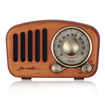 클래식라디오 빈티지 탁상용 소형 효도 미니 빈티지 스테레오 수신기 FM 라디오 메가베이스 SD MP3 플레이, 01 Cherry Wood