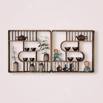 엔틱 찻잔 진열장 컵장식장 벽걸이 장식수납 다기, 60x12x60 탄화색