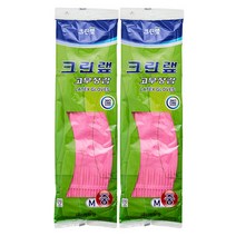 크린랩 고무장갑 (중) 37CM 라텍스 이중코팅 주방용품 설거지/세차/다용도 랲, 2개, 중(M)