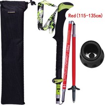 전문 접이식 트레킹 폴 탄소 야외 크로스 컨트리 워킹 Leki 하이킹 등반 등산 스틱 등산폴대, 1개, 레드115-135cm