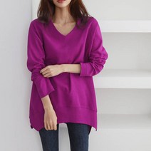 아이맘스타일 여성 V넥 티셔츠 루즈핏 텐셀티 빅사이즈