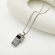 노이드비 써지컬스틸 엔틱 문양 호루라기 페이퍼 롱목걸이