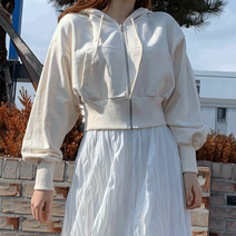 브랜 가오리 루즈핏 오버핏 밴딩 시보리 포켓 크롭 숏 후드 집업 점퍼