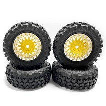 Sevenksix 세븐k6 4PCS 1.0 타이어 및 금속 비들락 휠 림 세트 124 RC 크롤러 자동차 축 SCX24 FMS FCX24 Enduro24 부품 노란색