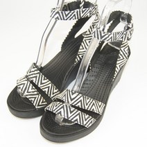 860.크록스 정품 패브릭 앵글스트랩 웨지힐 슈즈/여성