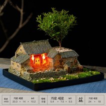 CNTCSM 빈티지 아이디어 중국식 집 화분 조경 장식 탁상용 실내 분재 문죽 분경 발코니 가든 배치, 농가 마당 중호-가시난 모래판 세트, 크다