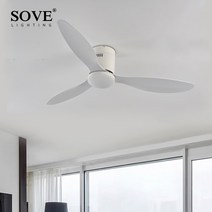 천장형선풍기업소용 천장형 선풍기 실링팬 천정 천장 sove low floor led 팬, 흰색 빛 나무, 52인치 조명 없음
