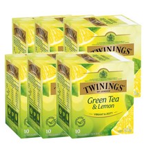 트와이닝 녹차 레몬 티백 10개 Twinings Green Tea Lemon Tea Bags, 6팩