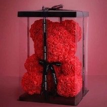 제이킨 장미 꽃 곰돌이 곰인형 포장케이스, 40cm(포장지케이스)