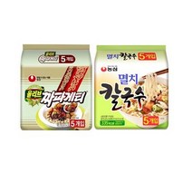 농심 짜파게티 멀티(5입)2팩 + 멸치칼국수멀티(5입)2팩 총20봉지 인기라면 라면모음 야식 간식 부식, 20봉